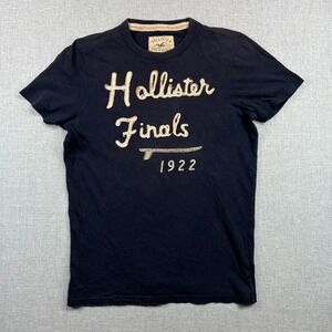 Y2K Hollister Surf Finals 1922 Logo Appliqué T Shirt Mens L Navy Varsity Graphic